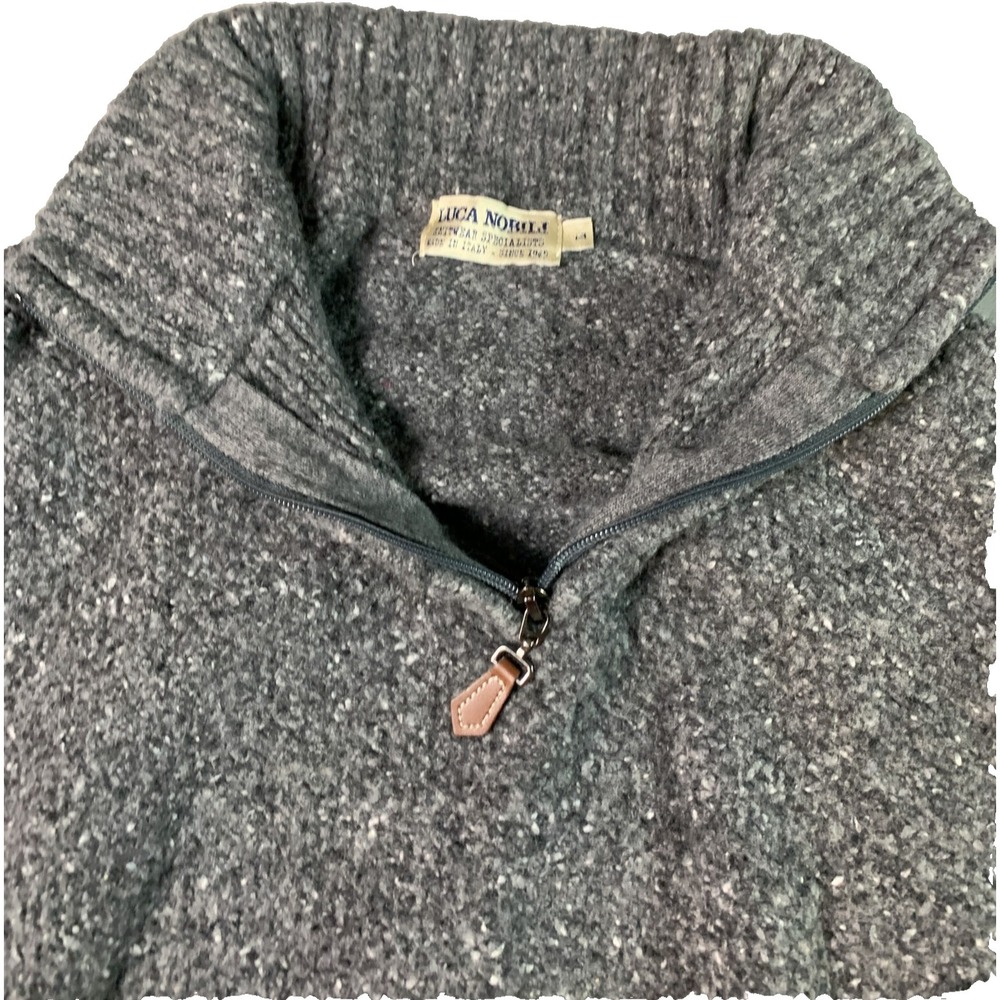 Luca Nobili Italian Wool Sweater Size Large Made in Italy Vintage Quarter Zip
